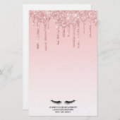 ピンクモダングリッタードリップ&ブラックまつげ 便箋 (正面/裏面)