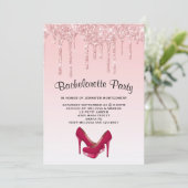 ピンクモダングリッターハイヒールバチェロレッテ 招待状 (スタンド正面)