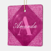 ピンクモダングリッターモノグガーリーラム セラミックオーナメント (左)