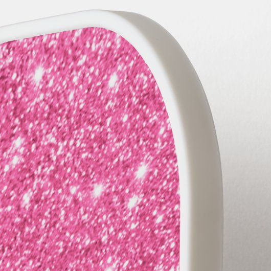 ピンクモダングリッターモノグラパーソナライズされたム名 ピックルボールラケット (左詳細)