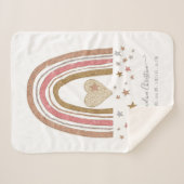ピンクモダングリッターレインボー誕生統計ガールベビー シェルパブランケット (正面(横))