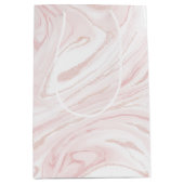 ピンクモダングリッター大理石 ミディアムペーパーバッグ (正面)