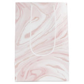 ピンクモダングリッター大理石 ミディアムペーパーバッグ (裏面)