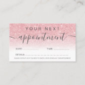 ピンクモダングリッター白グラデーションプロフェッショナル 予約カード (正面)