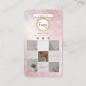 ピンクモダングリッター金ゴールドInstagramフォトコラージュ 名刺 (正面)