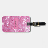 ピンクモダングリッター ラゲッジタグ (正面横)
