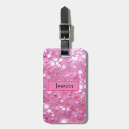 ピンクモダングリッター ラゲッジタグ