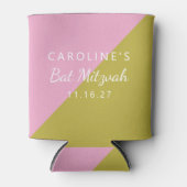 ピンクモダングリーンカラーブロックカスタムバルミツワー 缶クーラー (正面)