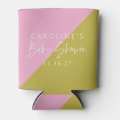 ピンクモダングリーンカラーブロックカスタム赤ちゃんシャワー 缶クーラー (正面)