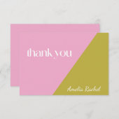 ピンクモダングリーンカラーブロックバルミツワーカスタム サンキューカード (正面/裏面)