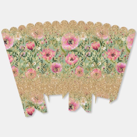 ピンクモダングリーンフローラシック金ゴールドグリッター フェイバーボックス (見開き)