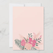 ピンクモダングリーンフローラブーケフォントベビーシャワー 招待状 (裏面)