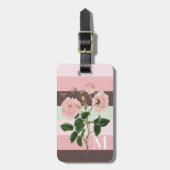 ピンクモダングリーンブラウンフローラモノグラム ラゲッジタグ (正面縦)