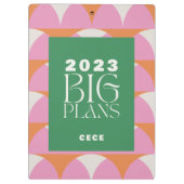 ピンクモダングリーン幾何学ビッグプラン クリップボード (裏面)