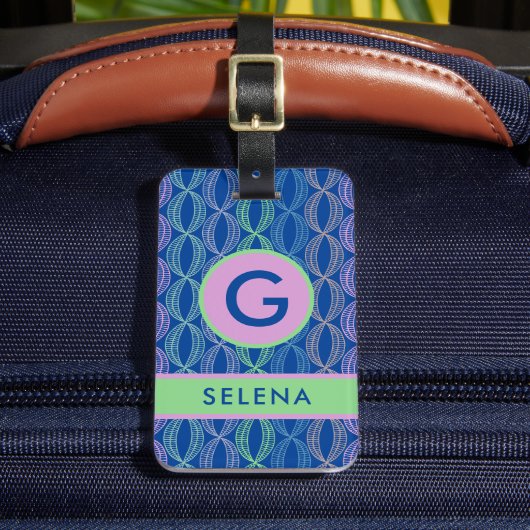 ピンクモダングリーン抽象芸術幾何学的ラゲッジタグ ラゲッジタグ (正面インサイチュ2)