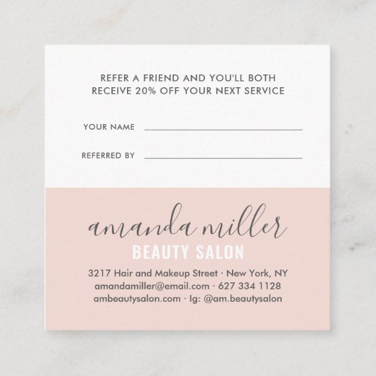 ピンクモダングレイは友人のスクリプト署名を参照する 紹介カード (裏面)