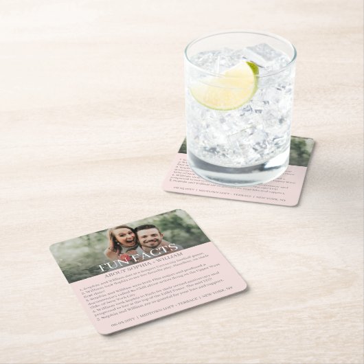 ピンクモダングレイ写真おもしろいファクト結婚ズ スクエアペーパーコースター (インサイチュ)