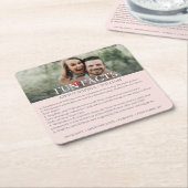 ピンクモダングレイ写真おもしろいファクト結婚ズ スクエアペーパーコースター (アングル)