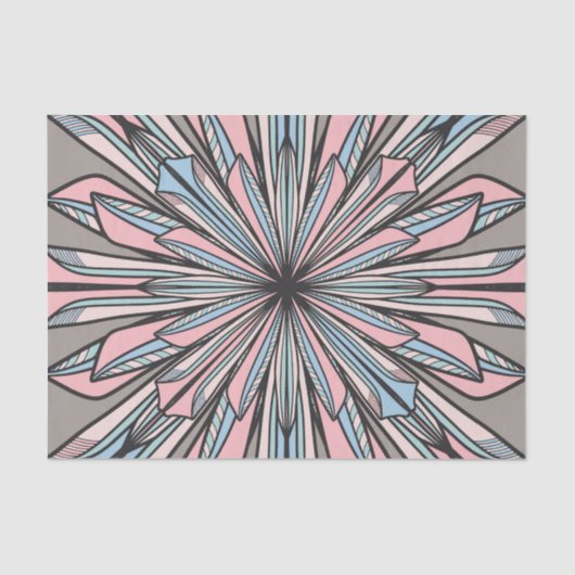 ピンクモダングレイ幾何学模様抽象芸術花スケッチ 薄葉紙 (正面)