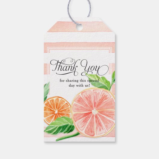 ピンクモダングレープフルイットオレンジシトラスブライダルシャワー ギフトタグ (裏面)