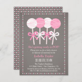 ピンクモダンケーキポップベビーシャワー招待状 招待状 (正面/裏面)