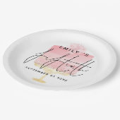 ピンクモダンケーキ台本の名前50th誕生日パーティー ペーパープレート (アングル)