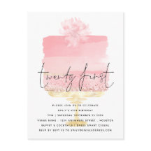 ピンクモダンケーキ台本21歳の誕生日招待状