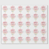 ピンクモダンケーキ柄の名前ハッピー21歳の誕生日 ラッピングペーパー (フラット)