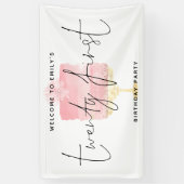 ピンクモダンケーキ歓迎の名前スクリプト21歳の誕生日 横断幕 (縦)