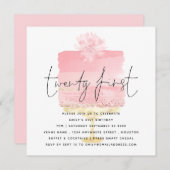 ピンクモダンケーキ21歳の誕生日招待状 ノートカード (正面/裏面)