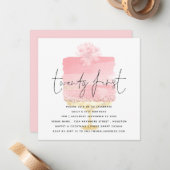 ピンクモダンケーキ21歳の誕生日招待状 ノートカード (正面/裏面インサイチュ)