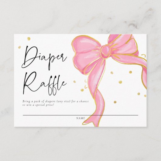 ピンクモダンコケット弓赤ちゃんシャワーガール エンクロージャーカード (正面)