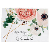 ピンクモダンコーラルフローラ植物学 ラージペーパーバッグ (裏面)