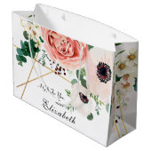 ピンクモダンコーラルフローラ植物学 ラージペーパーバッグ (裏面アングル)