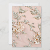 ピンクモダンサテン刺繍&グラムブライダルシャワー 招待状 (裏面)