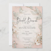 ピンクモダンサテン刺繍&グラムブライダルブランチ 招待状 (正面)