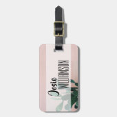 ピンクモダンサボテン ラゲッジタグ (正面縦)