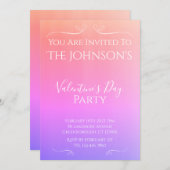 ピンクモダンサンセットバグラデーションレンティネスパーティー 招待状 (正面/裏面)