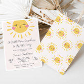 ピンクモダンサンリトル恋しく思サンシャイン赤ちゃんシャワー 招待状