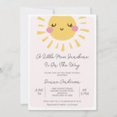 ピンクモダンサンリトル恋しく思サンシャイン赤ちゃんシャワー 招待状 (正面)