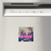 ピンクモダンサークル写真Save the Date Magnet マグネット (インサイチュ (食洗機))