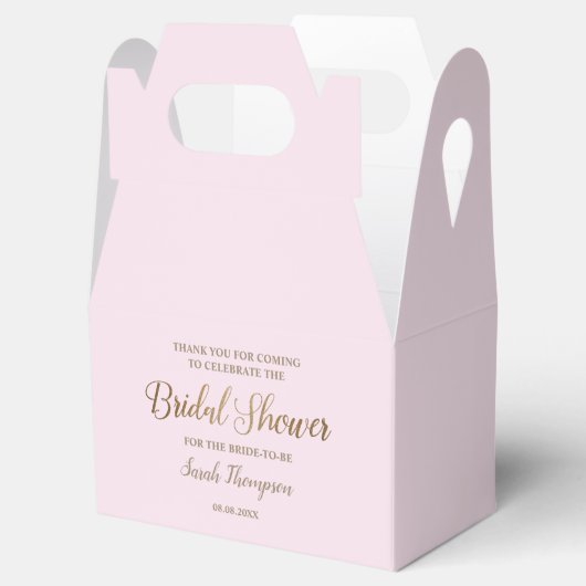 ピンクモダンシックブライダルシャワー金ゴールドスクリプトカスタム フェイバーボックス (オープン)