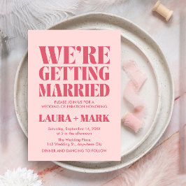 ピンクモダンシックレトロフォト結婚ズ 招待状