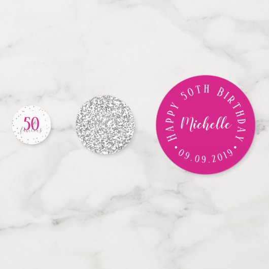 ピンクモダンシルバーとホワイト50と素晴らしい コンフェッティ (正面)