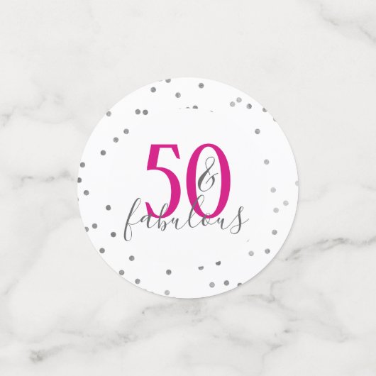 ピンクモダンシルバーとホワイト50と素晴らしい コンフェッティ (スモール正面)