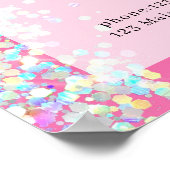 ピンクモダンシルバーグリッターサロン価格表 ポスター (角)