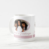 ピンクモダンシーズングリーティングスクリプトフォトホリデー コーヒーマグカップ (正面左)