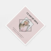 ピンクモダンジオフォト卒業パーティー スタンダードランチョンナプキン (角)