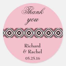 ピンクモダンジオメトリックありがとう ラウンドシール