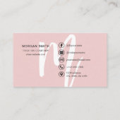 ピンクモダンスクリプガーリートモノグラム名 名刺 (裏面)